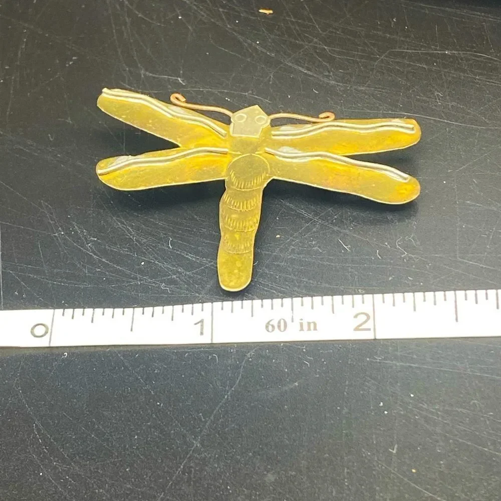 Ladies 2 1/4” wide thin brass butterfly brooch